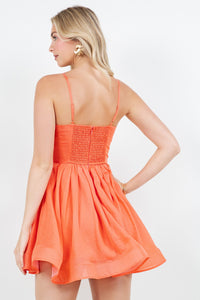 SOLID SLEVELESS MINI DRESS - CORAL