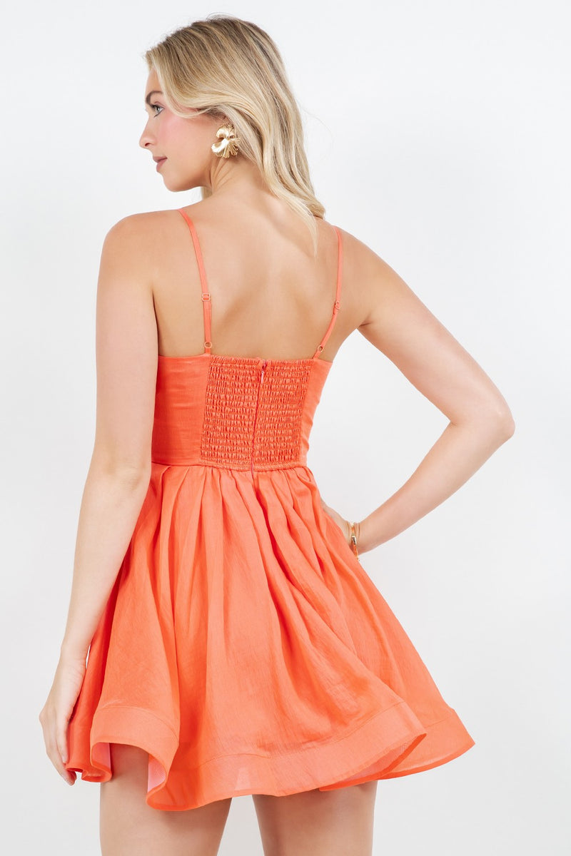 SOLID SLEVELESS MINI DRESS - CORAL