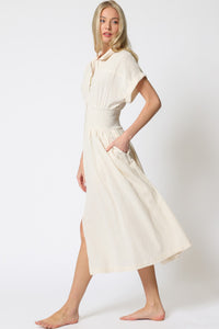 SHORT DOLMAN SLEEVE ZIPPER MIDI DRESS