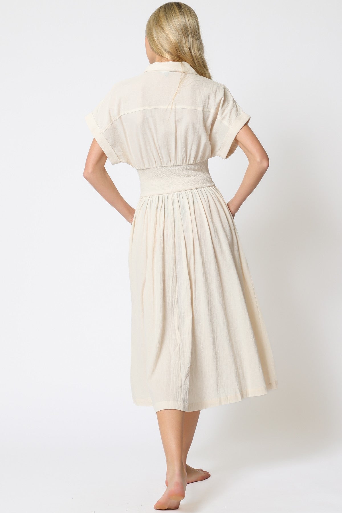 SHORT DOLMAN SLEEVE ZIPPER MIDI DRESS