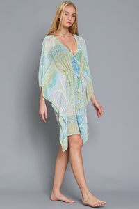 KIMONO SLEEVE  TIE FRONT WAISTED COVER-UP
