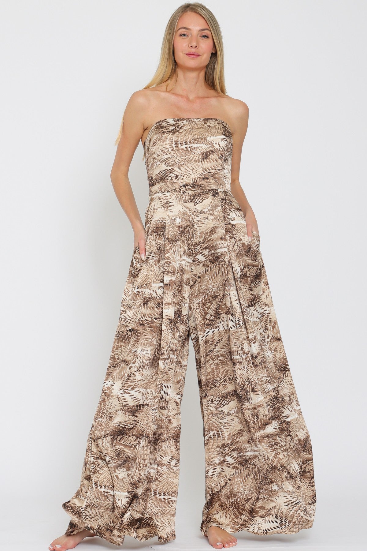 TUBE TIE BACK STRAP ELASTIC BACK WAISTED JUMPSUIT