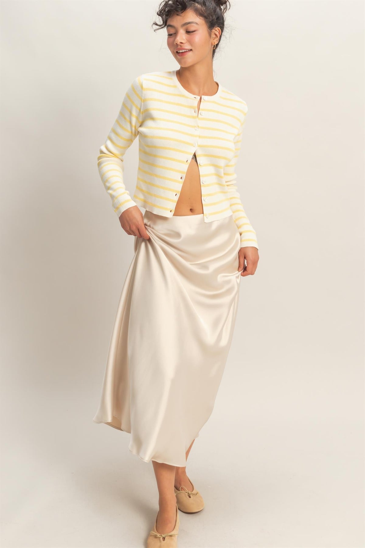 SATIN MAXI  SKIRT - ALPACA