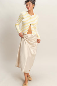 SATIN MAXI  SKIRT - ALPACA