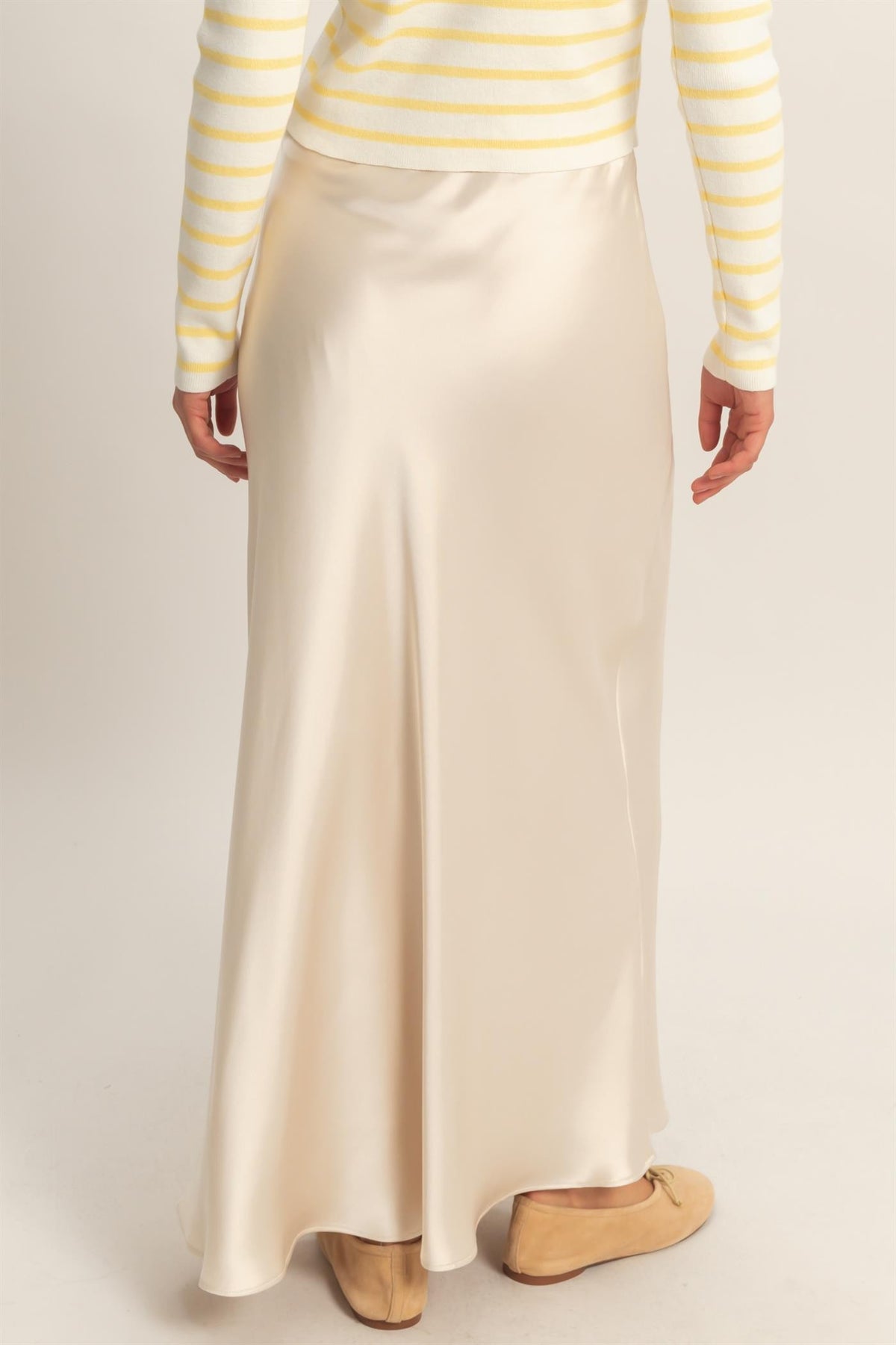 SATIN MAXI  SKIRT - ALPACA