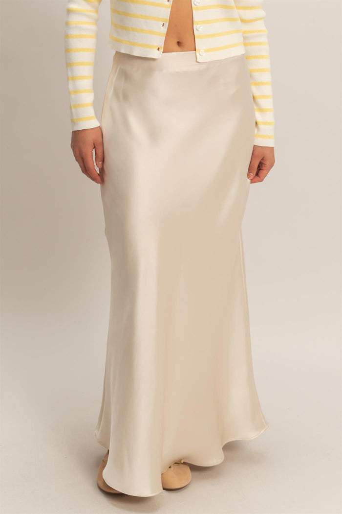 SATIN MAXI  SKIRT - CREAM