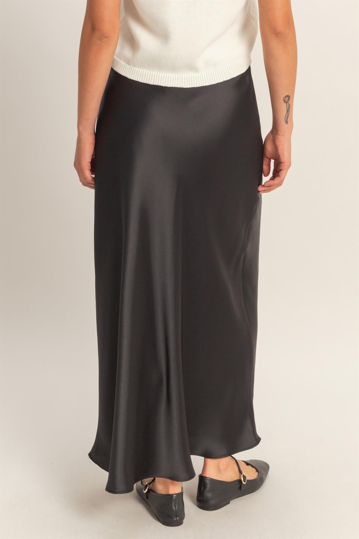 SATIN MAXI SKIRT - BLACK