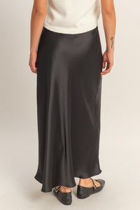 SATIN MAXI SKIRT - BLACK
