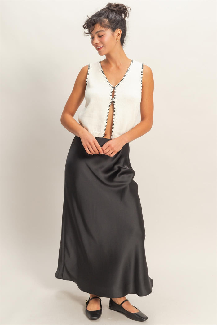 SATIN MAXI SKIRT - BLACK