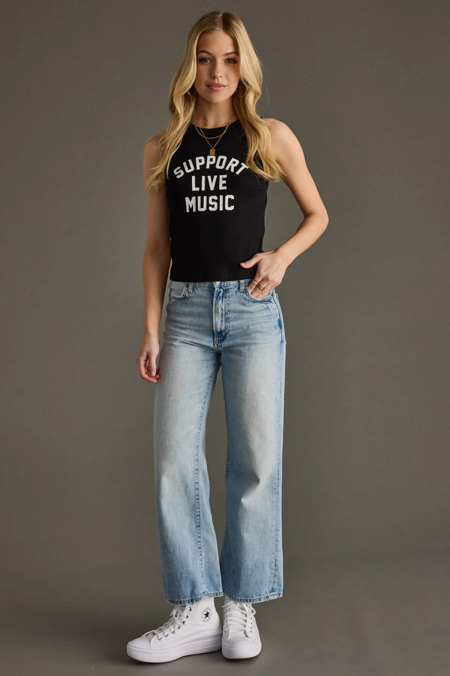 PANACHE APPAREL: SUPPORT LIVE MUSIC TANK TOP - BLACK