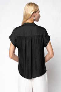 SHORT SLEEVE BLOUSE - BLACK
