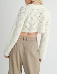 SAGE THE LABEL: SELENA DIAMOND POINTELLE SWEATER - IVORY