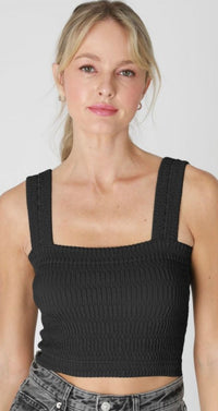 SHIRRED SQUARE NECK CROP TOP