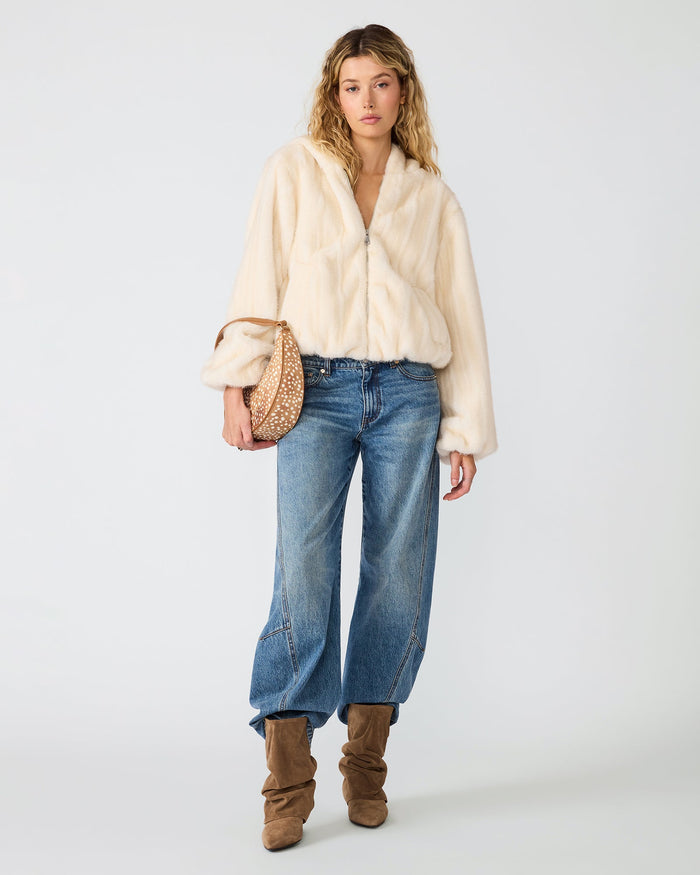 STEVE MADDEN: MAVIS HOODED ZIP-UP JACKET- SNOW WHITE