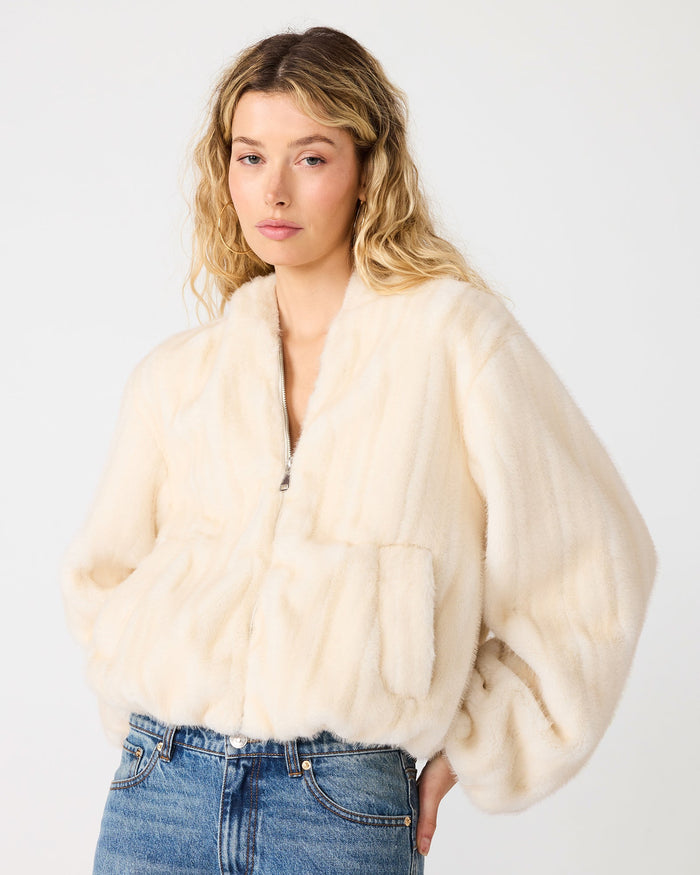 STEVE MADDEN: MAVIS HOODED ZIP-UP JACKET- SNOW WHITE