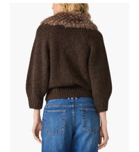 STEVE MADDEN: ODESSA FUR COLLAR ZIP-UP SWEATER- DARK ESPRESSO