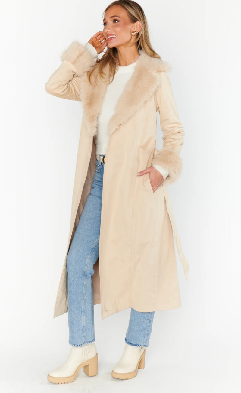 SHOW ME YOUR MUMU: PENNY LANE LONG COAT - BEIGE