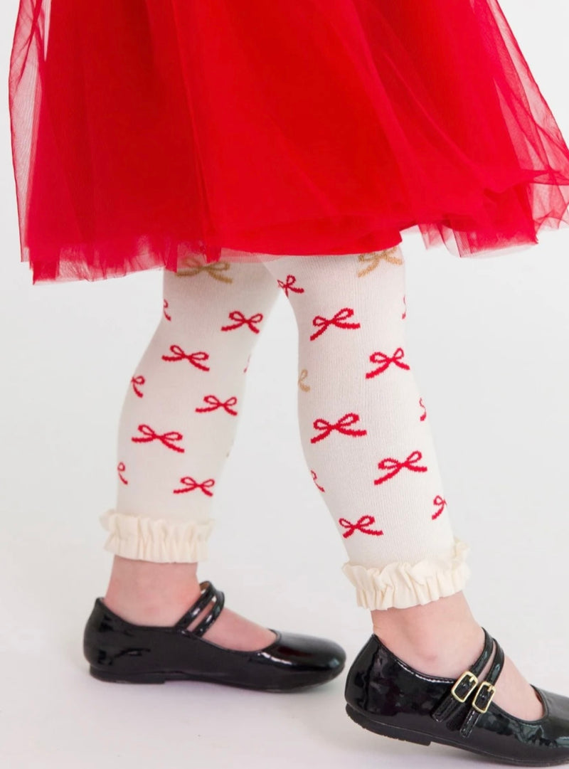 RUFFLE BUTT: PATTERNED FOOTLESS RUFFLE TIGHTS