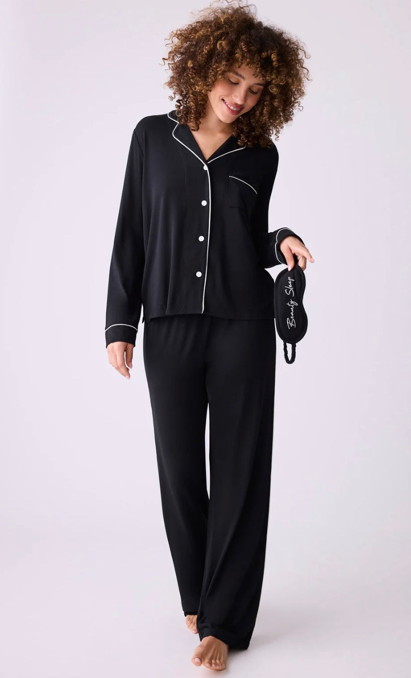 PJ SALVAGE: MODAL DREAMS PJ SET - BASIC BLACK