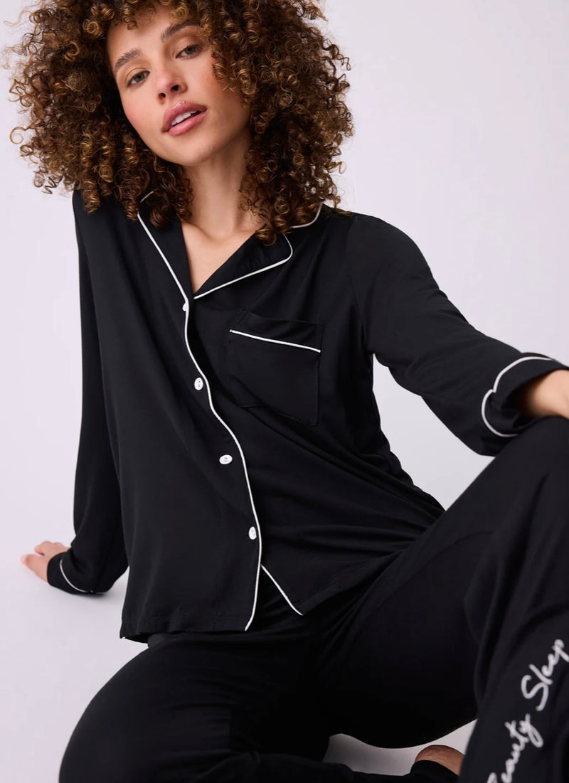 PJ SALVAGE: MODAL DREAMS PJ SET - BASIC BLACK