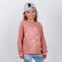 TINY WHALES: LET'S GO GIRLS OVERSIZE TEE - ROSE