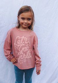 TINY WHALES: LET'S GO GIRLS OVERSIZE TEE - ROSE