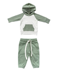 BABYSPROUTS: RAGLAN HOODIE & JOGGER SET - OLIVE