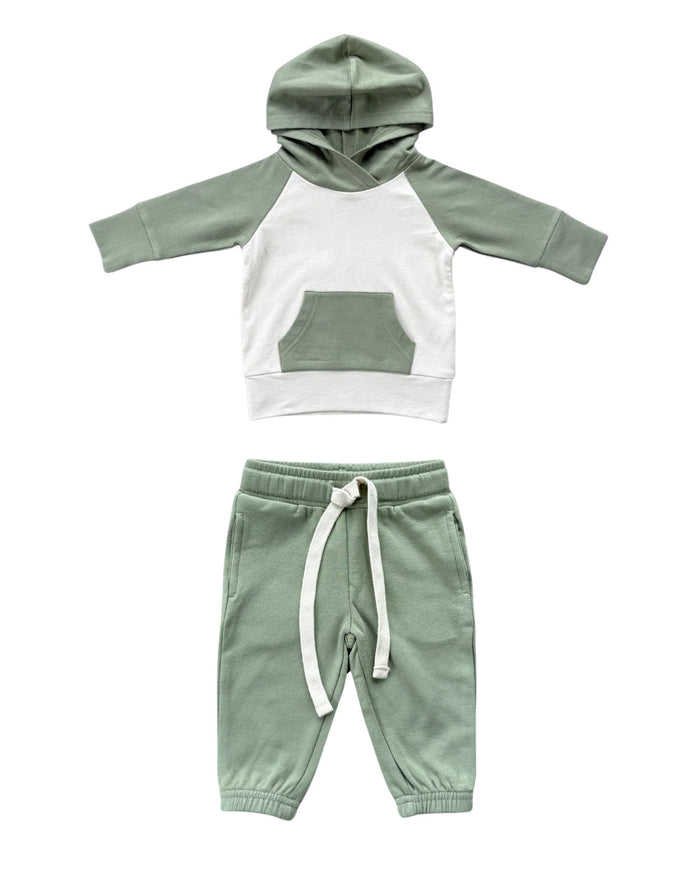 BABYSPROUTS: RAGLAN HOODIE & JOGGER SET - OLIVE