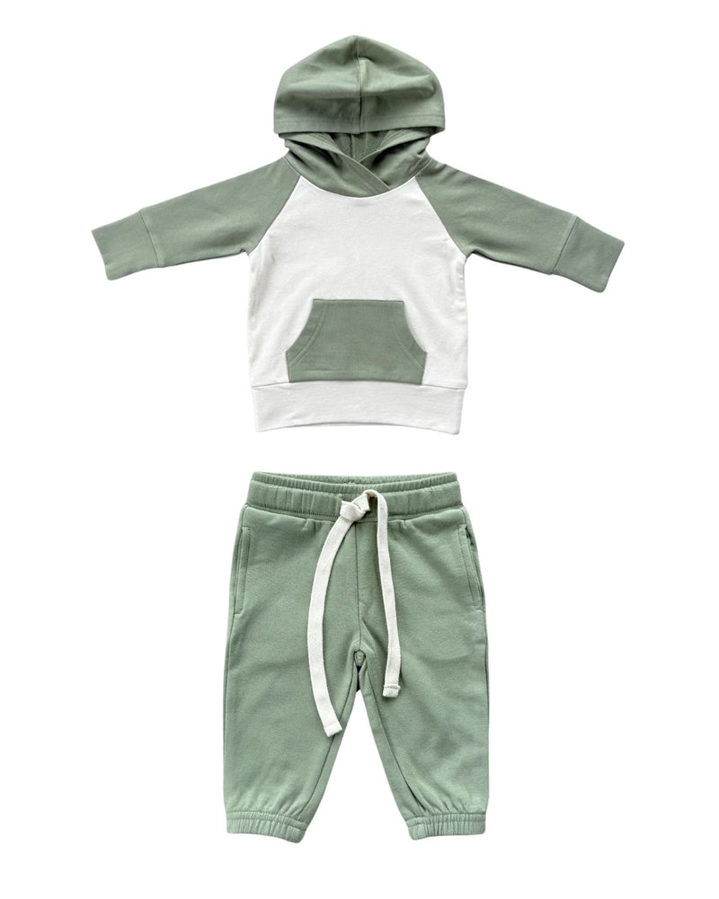 BABYSPROUTS: RAGLAN HOODIE & JOGGER SET - OLIVE