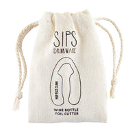 SIPS DRINKWARE: STAINLESS STEEL FOIL CUTTER IN DRAWSTRING POUCH - POP FIZZ CLINK