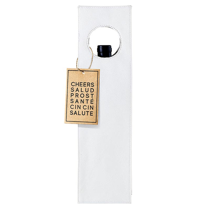 SANTA BARBARA DESIGN STUDIO: VEGAN LEATHER WINE BAG WITH GIFT TAG - WHITE