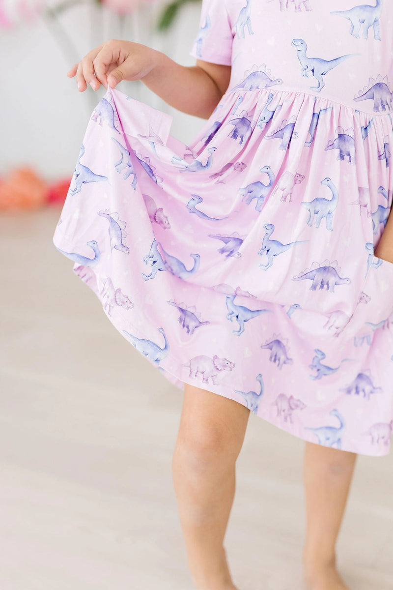 MILA & ROSE: JURASSIC JOY SHORT SLEEVE POCKET TWIRL DRESS