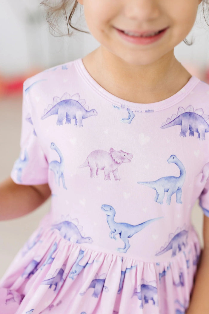 MILA & ROSE: JURASSIC JOY SHORT SLEEVE POCKET TWIRL DRESS