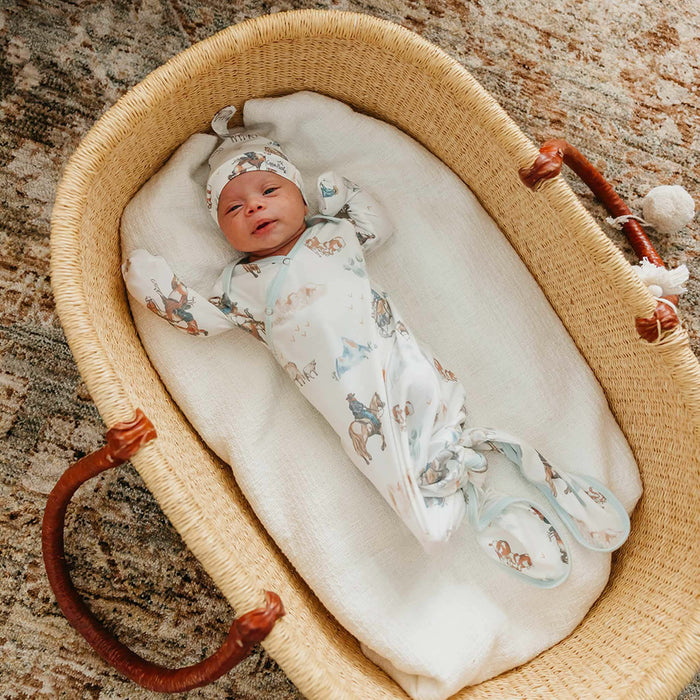 COPPER PEARL: BOONE NEWBORN KNOTTED GOWN