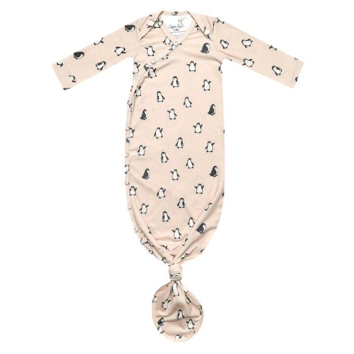 COPPER PEARL: PENGUINS NEWBORN KNOTTED GOWN