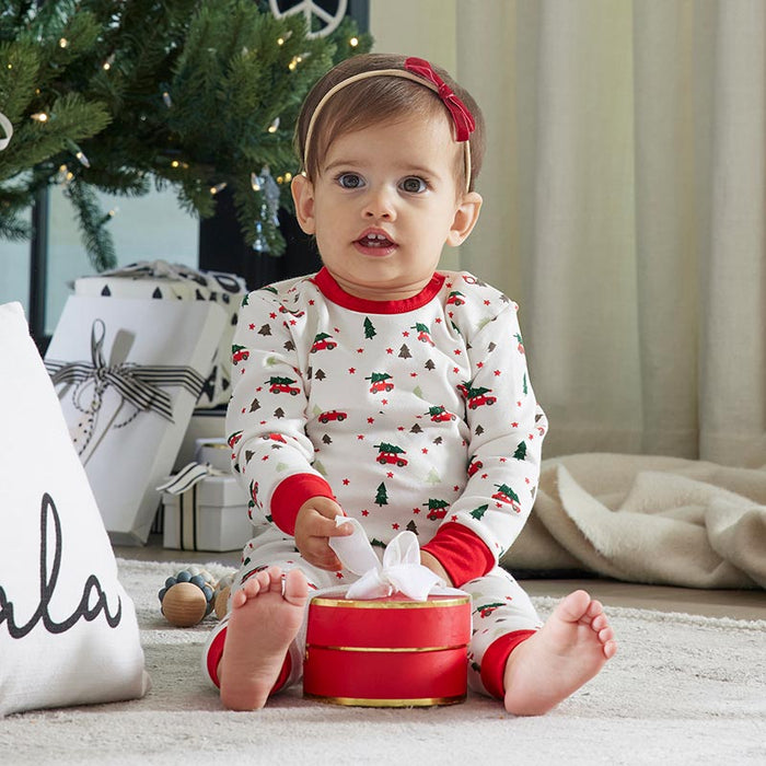 STEPHAN BABY: CHRISTMAS 2 PIECE PJ SET - RED WAGON