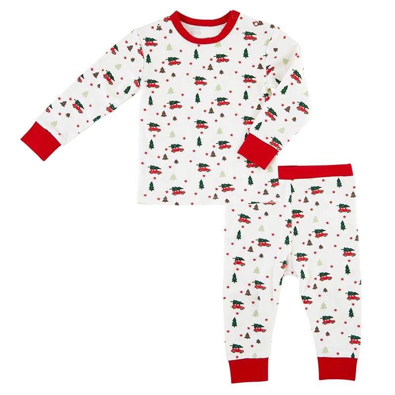 STEPHAN BABY: CHRISTMAS 2 PIECE PJ SET - RED WAGON