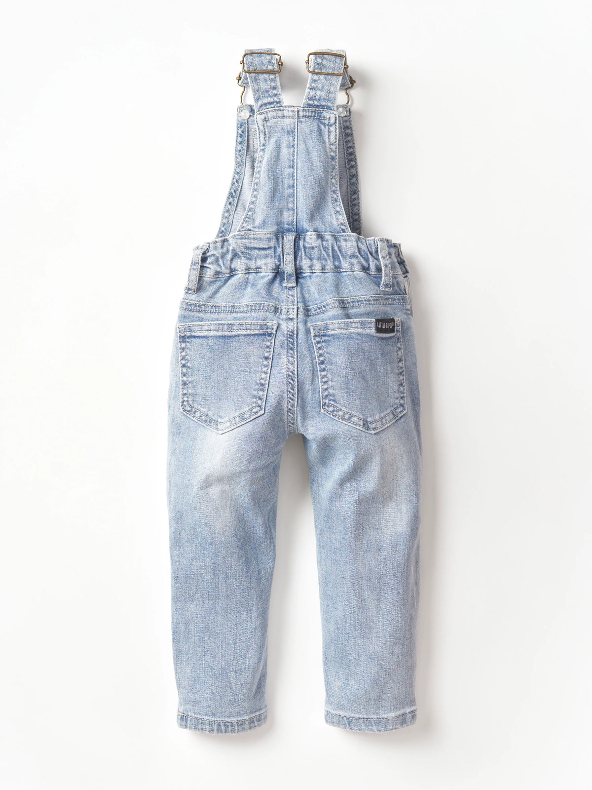 LITTLE BIPSY: DISTRESSED DENIM OVERALL - LIGHT WASH