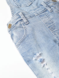 LITTLE BIPSY: DISTRESSED DENIM OVERALL - LIGHT WASH