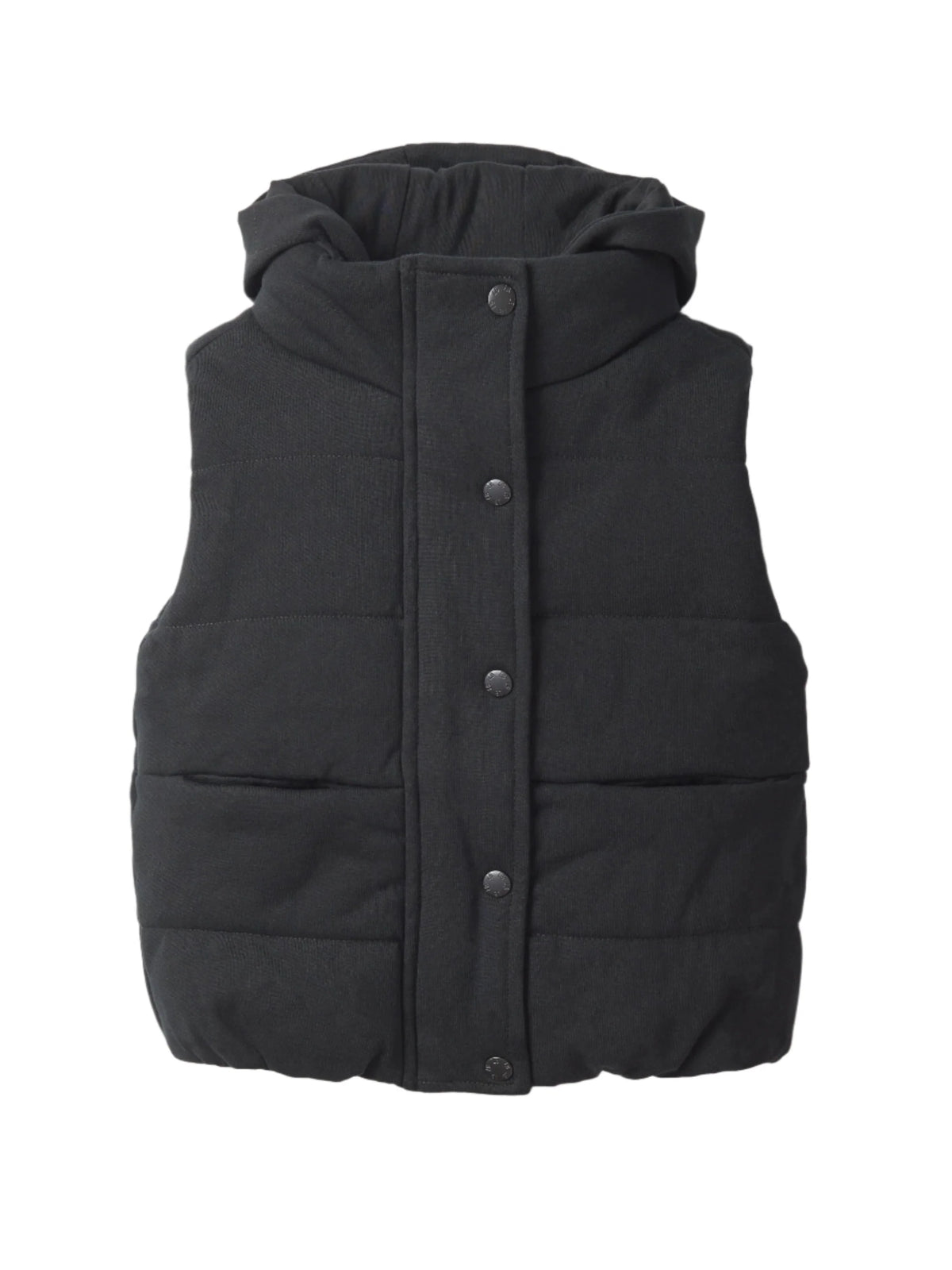 LITTLE BIPSY: HOODED PUFFER VEST - BLACK