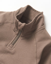 LITTLE BIPSY: QUARTER ZIP PULLOVER & JOGGER SET- COCOA
