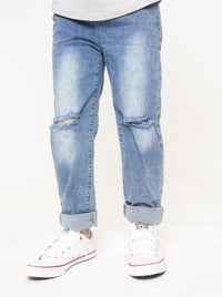 LITTLE BIPSY: RELAXED FIT DISTRESSED DENIM