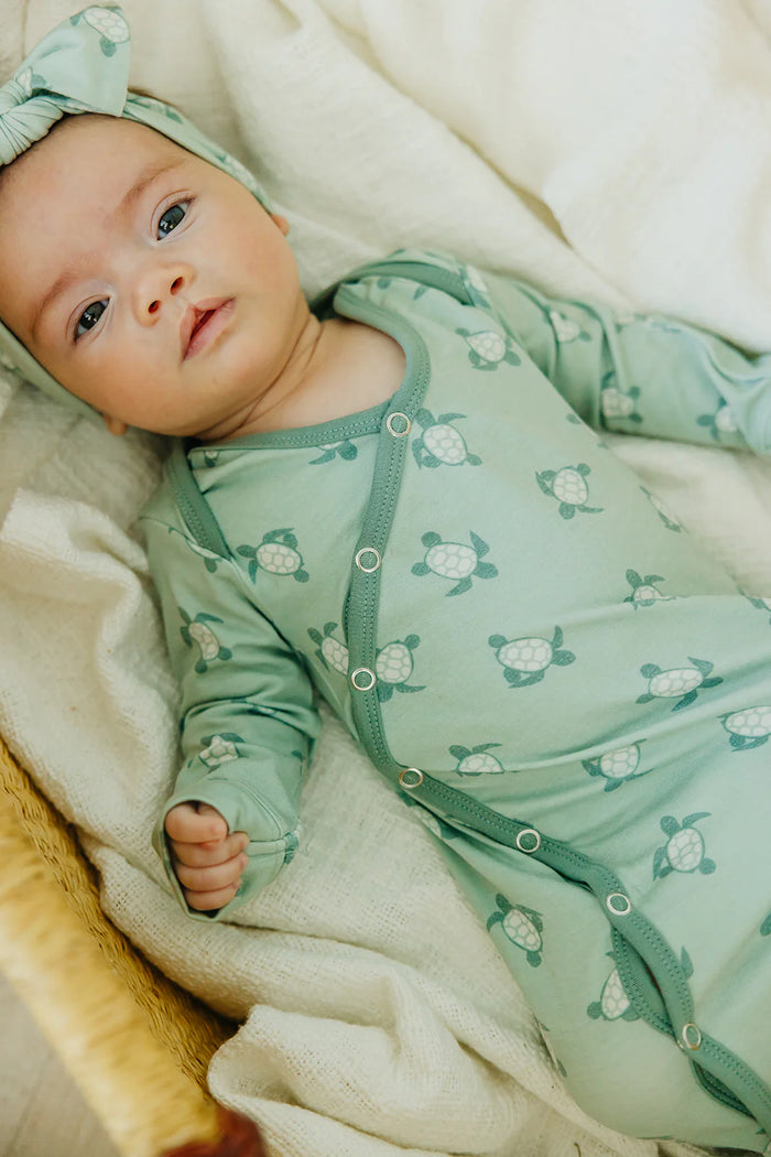 COPPER PEARL: WADE NEWBORN KNOTTED GOWN