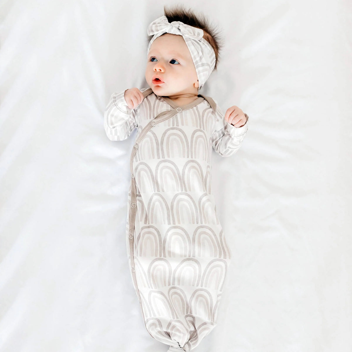 COPPER PEARL: BLISS NEWBORN KNOTTED GOWN