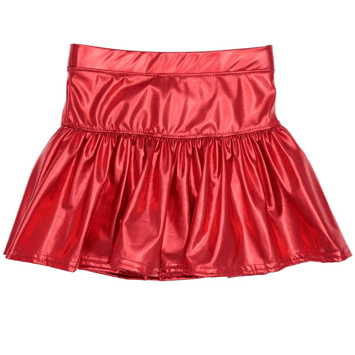 AZARHIA: SLICK METALLIC GATHERED SKORT - RED