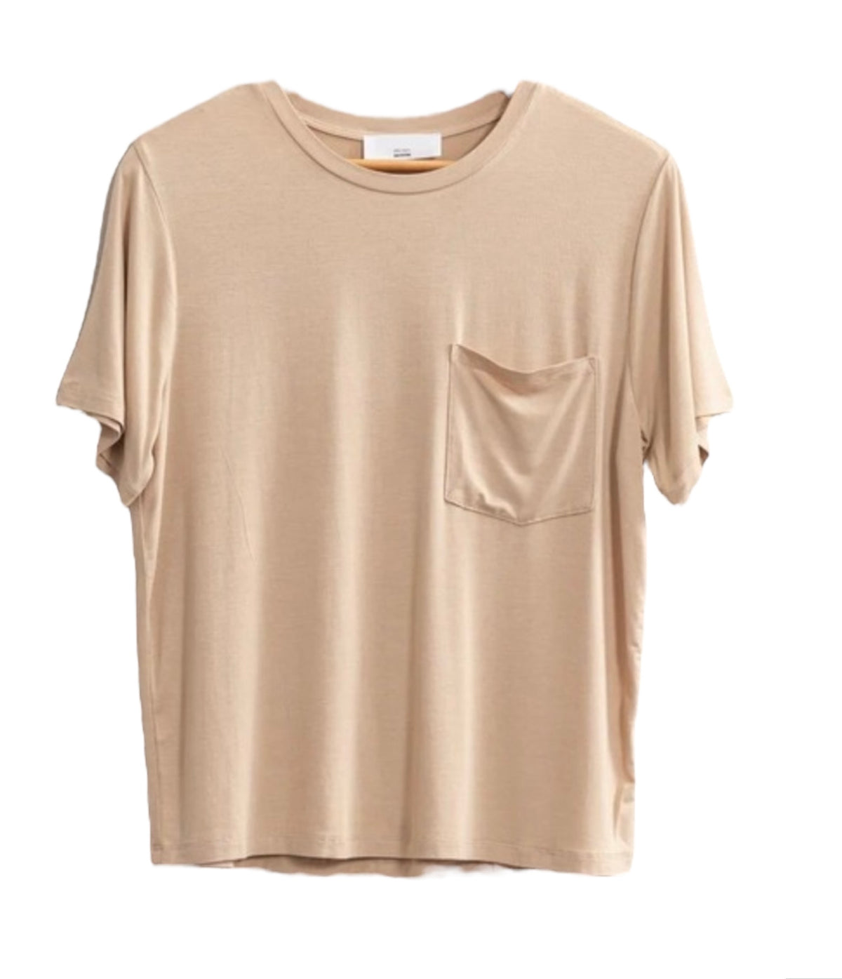 CLASSIC SHORT SLEEVE CREW NECK POCKET TEE - BEIGE