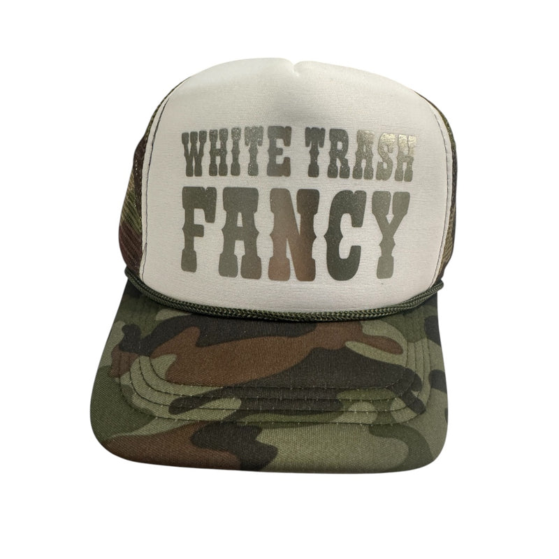 WHITE TRASH FANCY TRUCKER HAT - CAMO