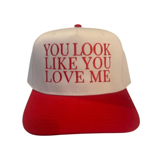 YOU LOOK LIKE YOU LOVE ME TRUCKER HAT - CREAM