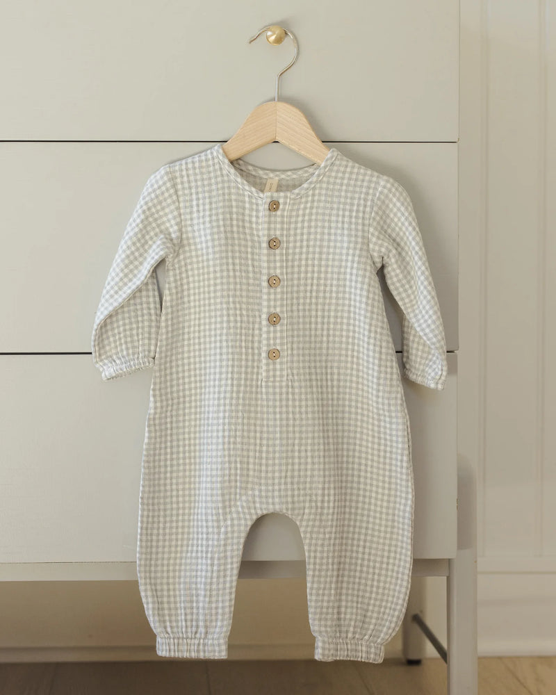 QUINCY MAE: WOVEN JUMPSUIT || BLUE GINGHAM