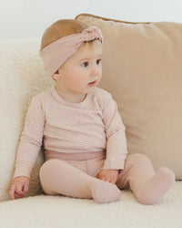 QUINCY MAE: SIDE SNAP BODYSUIT + PANT SET || ROSE MICRO STRIPE